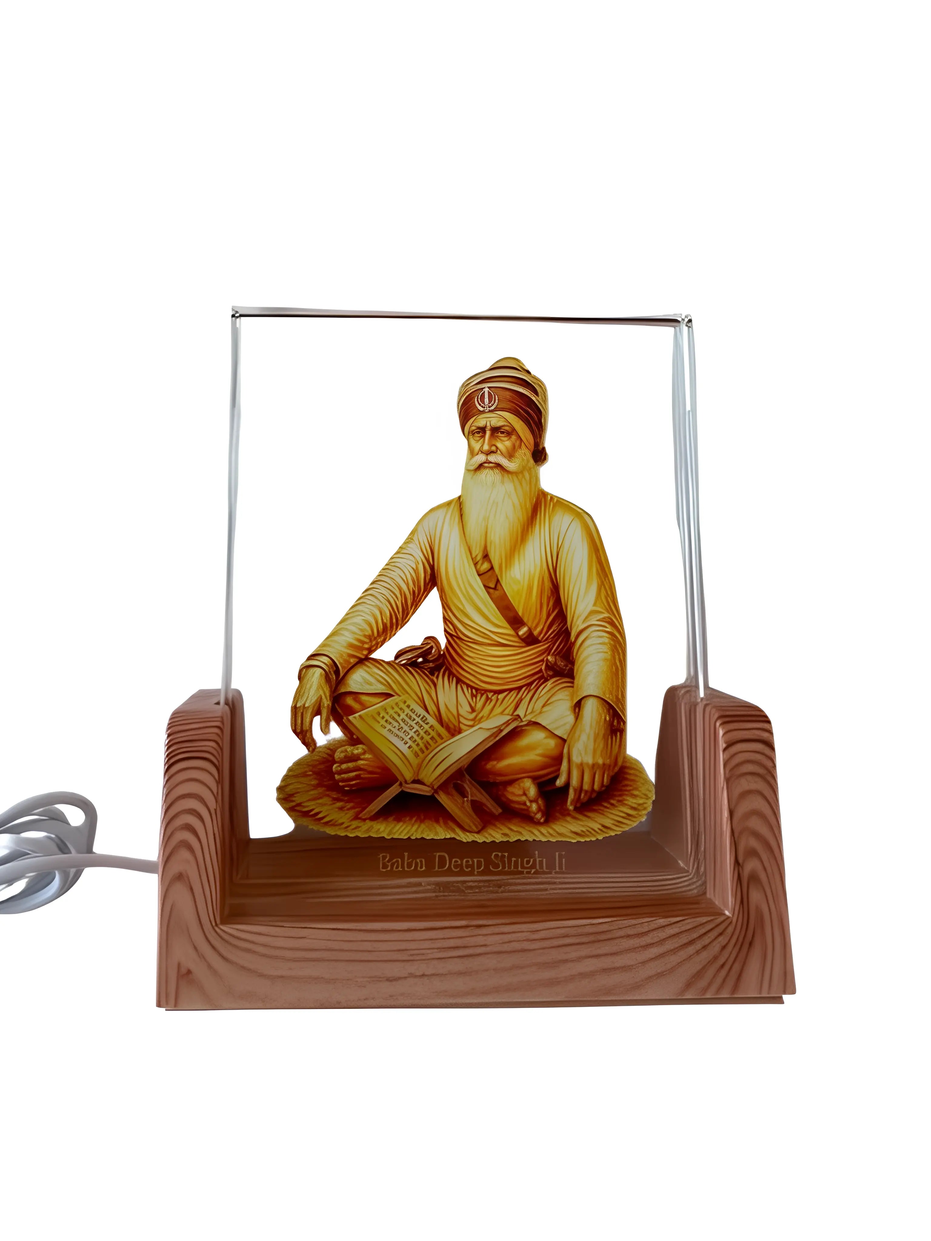 Baba Deep Singh Ji Glowing LED Frame – 4" Illuminated Display - Akaal Accessories - Now Available for Next Day Delivery