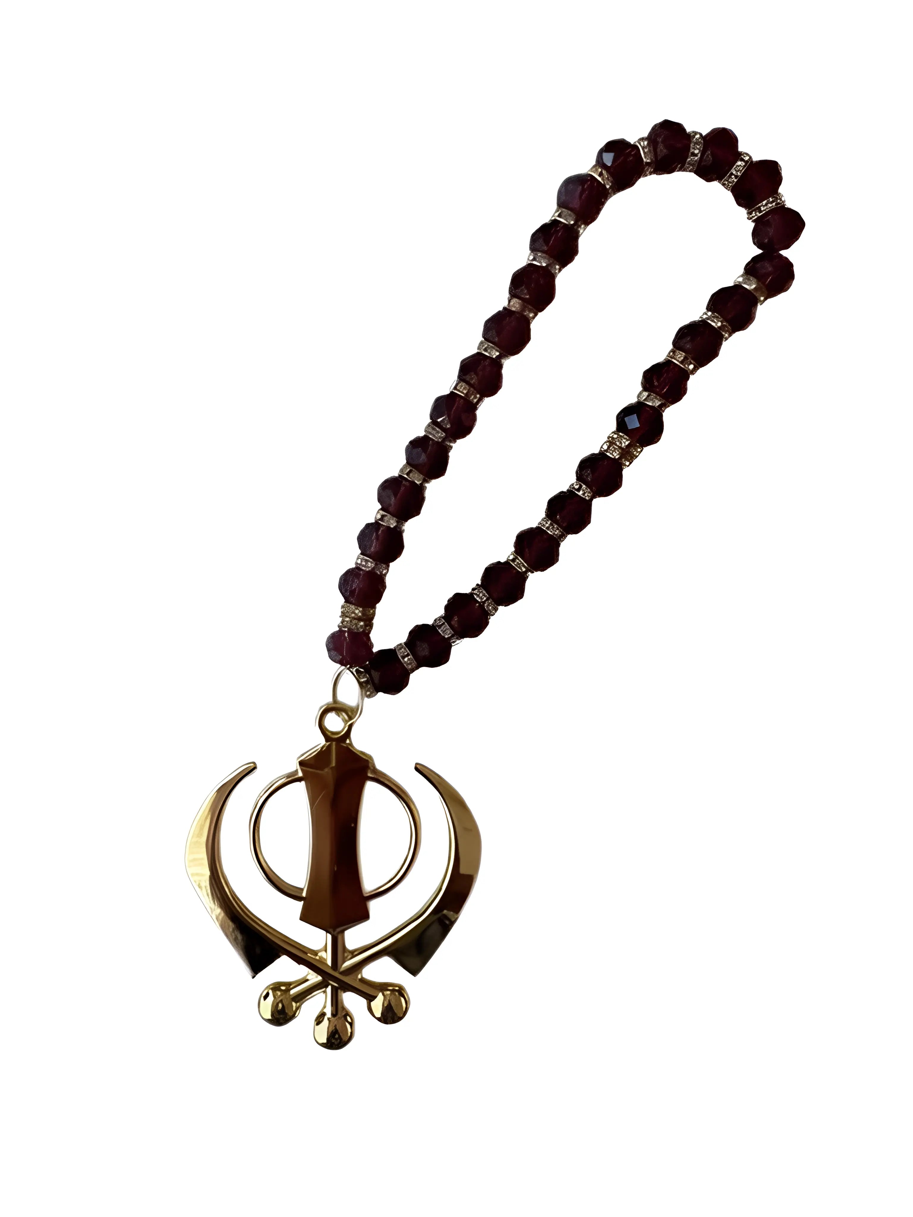 Car Hanging - Gold Khanda - Gemstone - Akaal Accessories - Now Available for Next Day Delivery