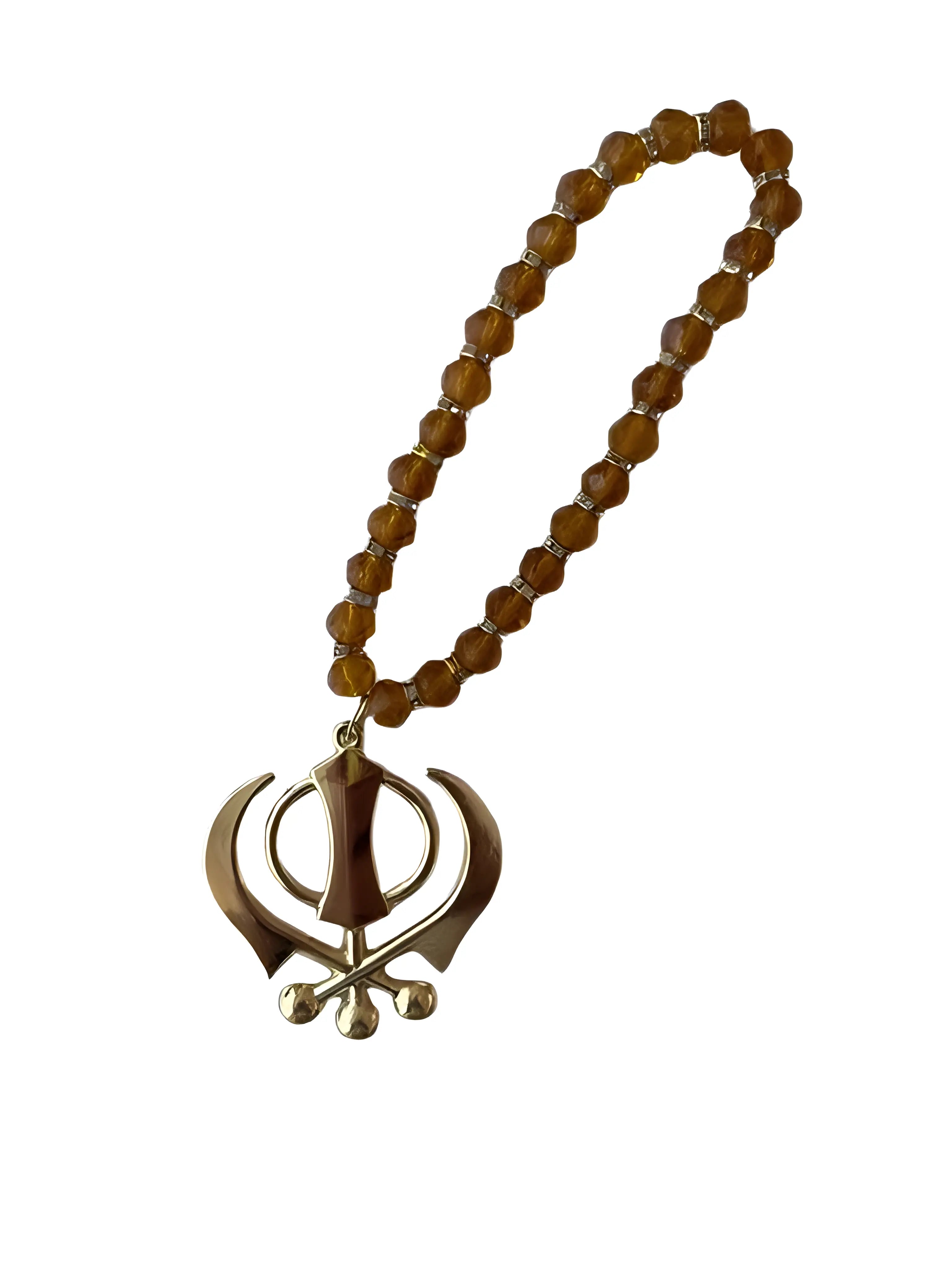 Car Hanging - Gold Khanda - Gemstone - Akaal Accessories - Now Available for Next Day Delivery