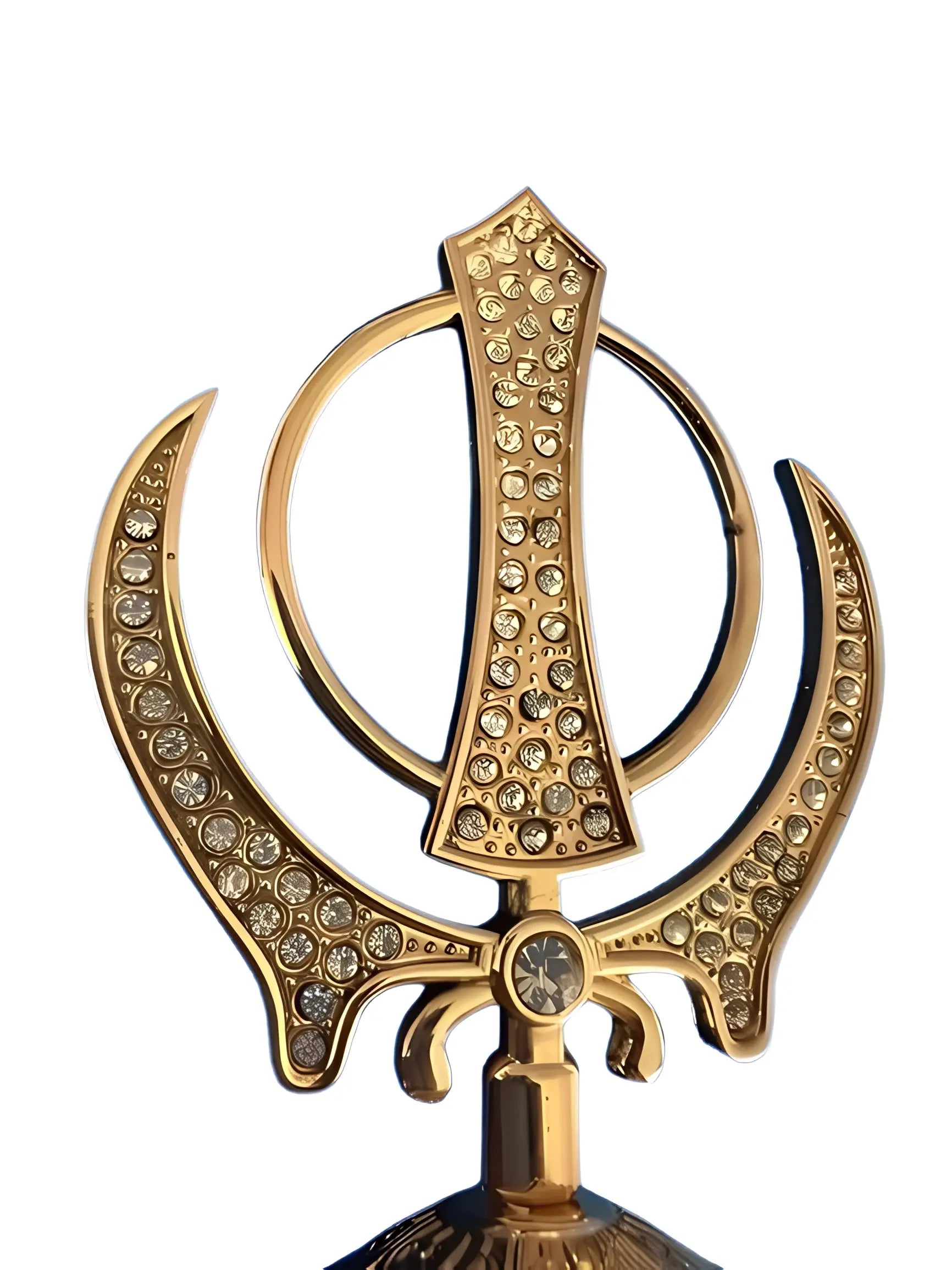 Decorative Khanda - Gold - Gemstone - Akaal Accessories - Now Available for Next Day Delivery