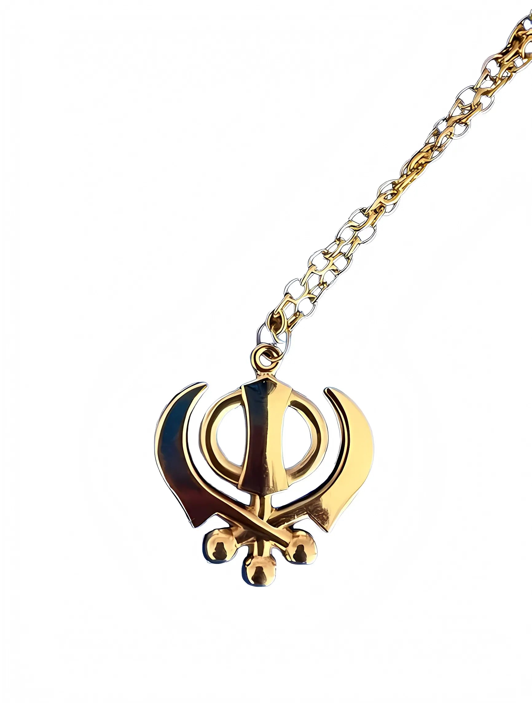 Gold Khanda Necklace - Large - Akaal Accessories - Now Available for Next Day Delivery