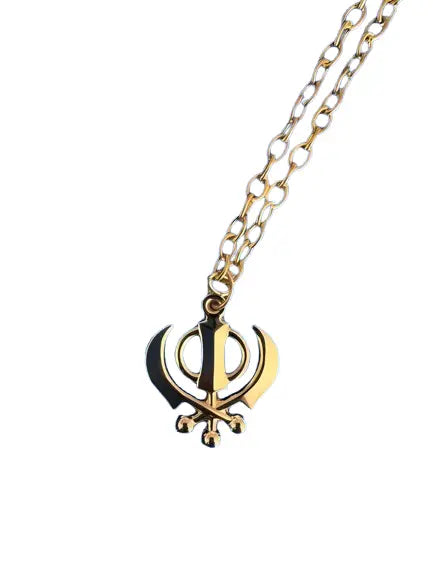 Gold Khanda Necklace - Small - Akaal Accessories - Now Available for Next Day Delivery