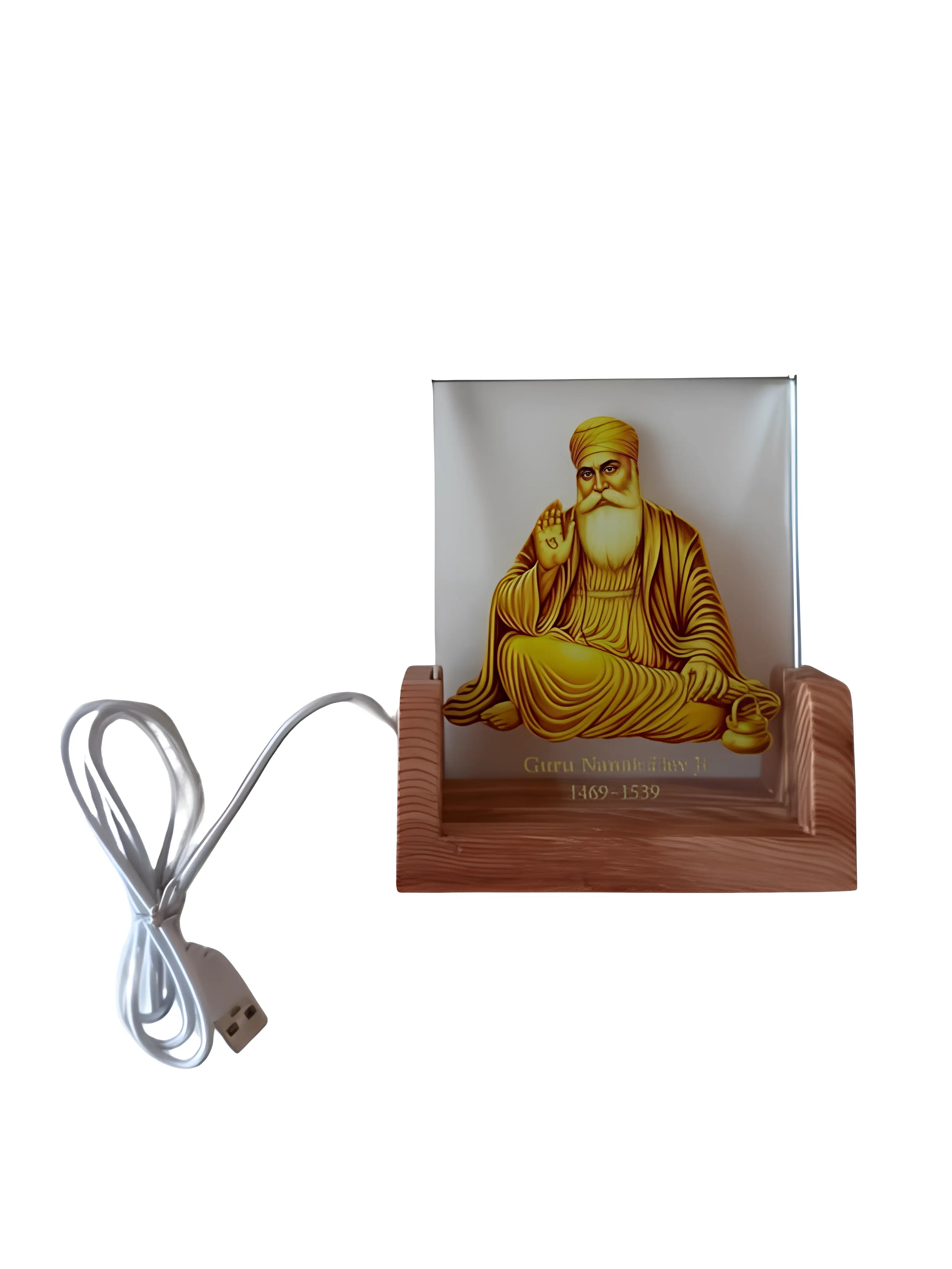 Guru Nanak Dev Ji Glowing LED Frame – 4" Illuminated Display - Akaal Accessories - Now Available for Next Day Delivery
