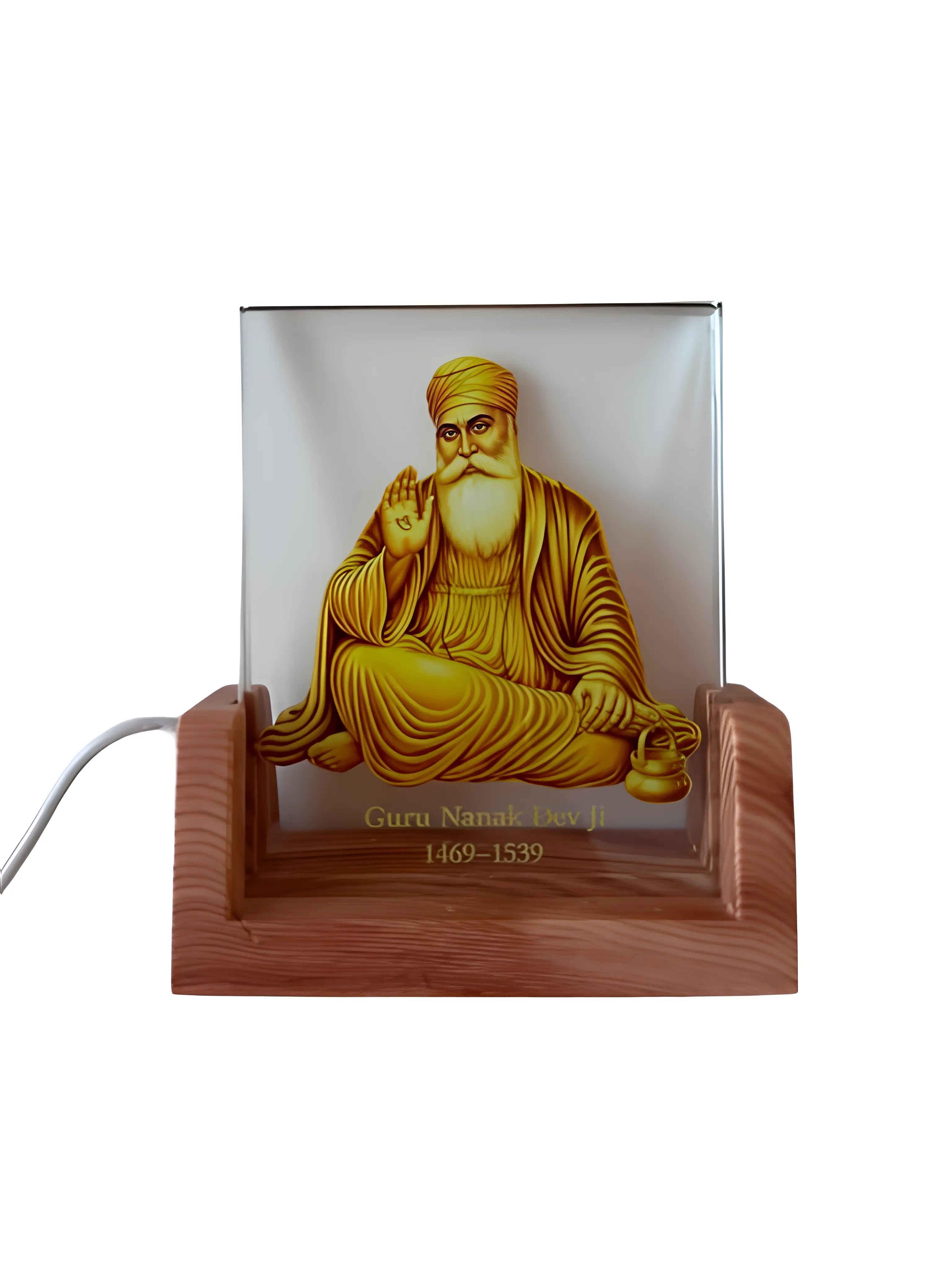 Guru Nanak Dev Ji Glowing LED Frame – 4" Illuminated Display - Akaal Accessories - Now Available for Next Day Delivery