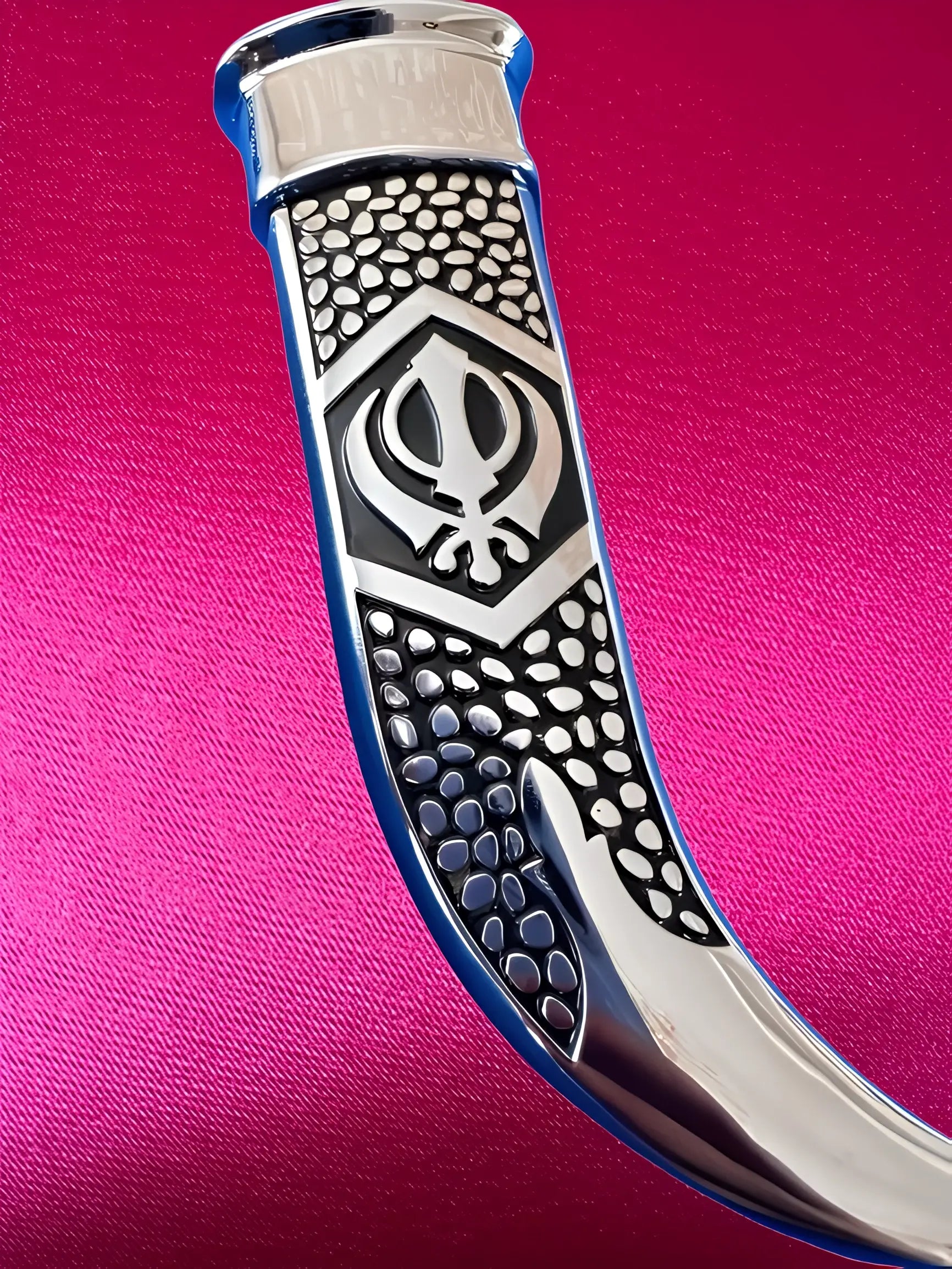 Stainless Steel Sikh Kirpan – Engraved Khanda Symbol on Sheath