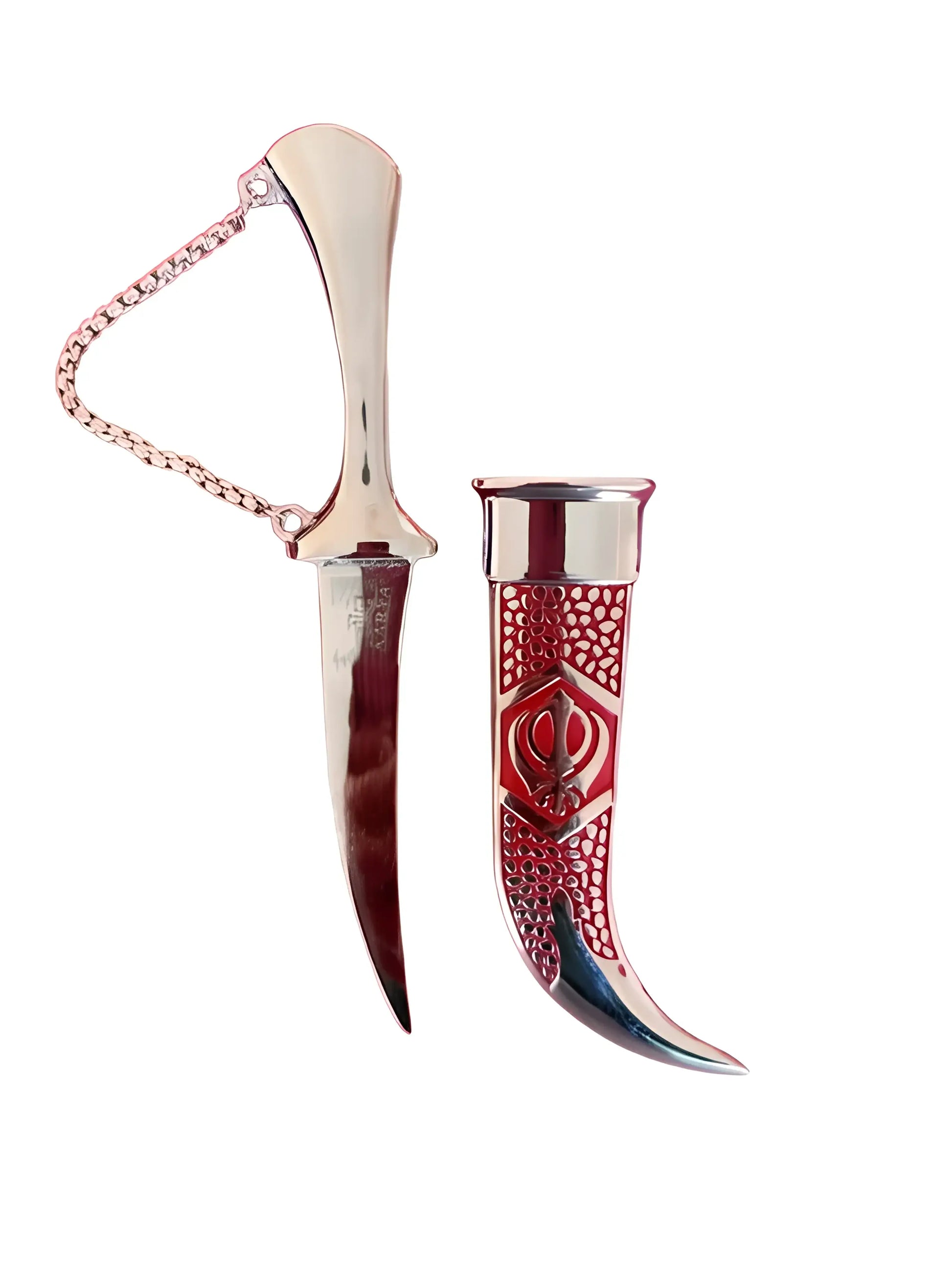 Steel Kirpan - 8 inch - Red - Akaal Accessories - Now Available for Next Day Delivery